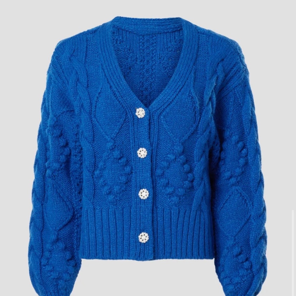 Slate & Willow Royal Blue Cable Knit Cardigan